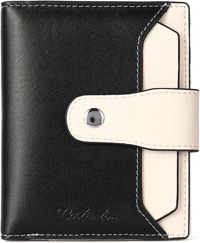 Miniatura 13 de BOSTANTEN Cartera de piel para mujer, con bloqueo RFID, pequeña, plegable, con bolsillo con cremallera, tarjetero, con ventana de identificación