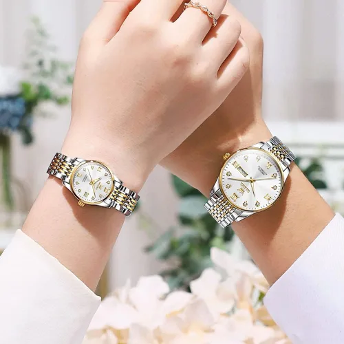 Miniatura 3 de OLEVS Conjunto de relojes para parejas para hombres y mujeres, regalos para el día de San Valentín, mecánico automático, cuerda automática, reloj