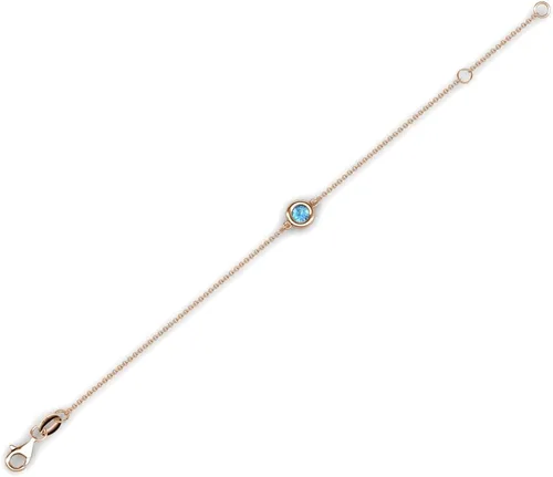 Miniatura 2 de Pulsera minimalista de topacio azul redondo de 0.14 quilates, oro de 14 quilates