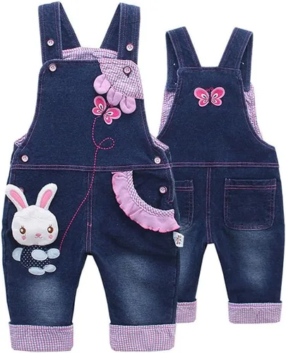 Miniatura 6 de KIDSCOOL SPACE Baby Girl Jean Overalls,Toddler Denim Cute 3D Bunny Outfit