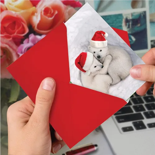 Miniatura 6 de The Best Card Company - Divertida tarjeta de Navidad de animales con sobre - Tarjeta de felicitación para niños, Happy Holidays - Bear Hugs C6327CXSG