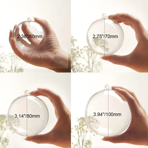 Miniatura 4 de 10 bolas decorativas de plástico transparente de relleno de 2.75 pulgadas, bola transparente para manualidades, Navidad, cumpleaños, boda, fiesta