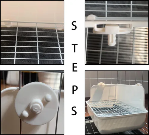 Miniatura 5 de Caja de arena de conejo para jaula de esquina de conejo, inodoro de animales pequeños con recogedor, escoba y juguetes masticables para chinchilla