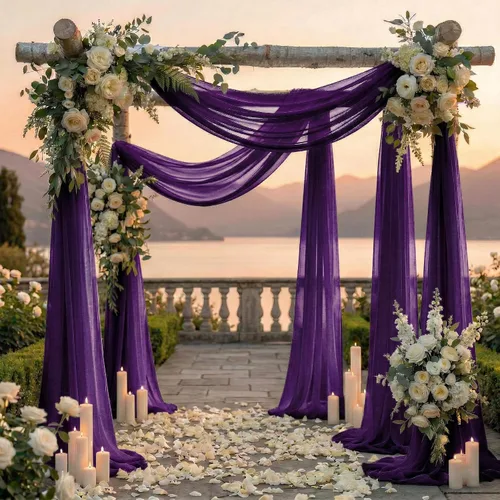 Miniatura 4 de MDS Paquete de 1 panel de cortina de arco de boda (30 pulgadas de ancho x 30 pies de largo) tela de gasa transparente para boda, ceremonia, Cadbury