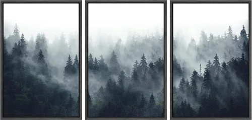 Miniatura 129 de SIGNWIN Conjunto de arte de pared de lienzo enmarcado, acuarela pastel, cielo de nubes rosas, colina verde del campo, naturaleza, vida silvestre