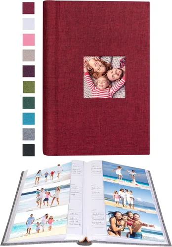 Miniatura 24 de Mublalbum Álbum de fotos de 4 x 6 pulgadas, 300 fotos, cubierta de lino con áreas de notas, libro de fotos para boda, familia, bebé y vacaciones