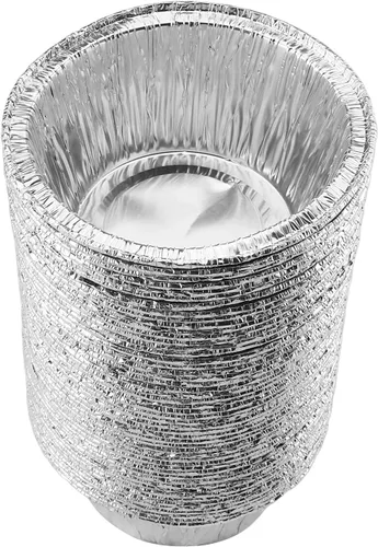 Miniatura 25 de Othmro Recipientes de alimentos de papel de aluminio de 3.2 x 1.5 pulgadas (DiaxH), bandejas desechables para llevar, 100 sartenes redondas de papel
