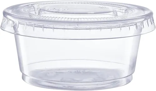 Miniatura 3 de [2 oz- 100 juegos] Vasos de plástico transparente con tapas, tazas de soufflé sin BPA