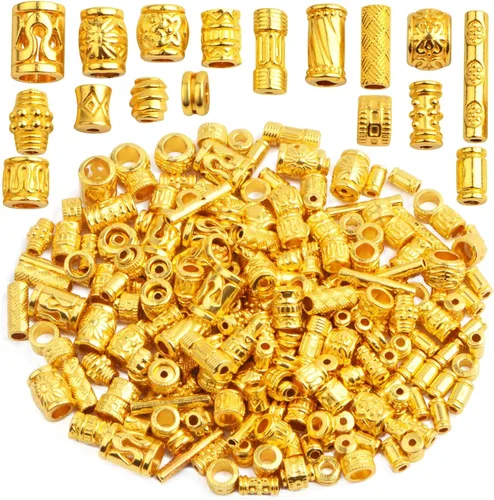 Miniatura 7 de BronaGrand 3.53 oz (alrededor de 220-300 unidades) cuentas espaciadoras de columna de oro antiguo, abalorios, collares, dijes, accesorios para Oro