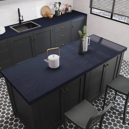 Miniatura 2 de CRE8TIVE Papel tapiz grueso de madera azul marino para despegar y pegar, papel de contacto de grano de madera sintética para armarios, cajones