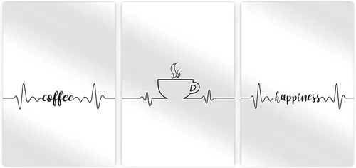 Miniatura 2 de HB Art Design Coffee Happiness Line Art 3 Panel Metal Print Set Wall Art Coffee Bar Decor Coffee Signs Kitchen Wall Decor Dining Room Restaurant