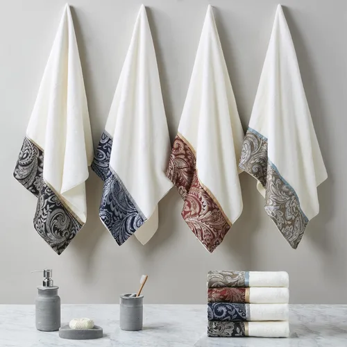 Miniatura 4 de Madison Park - MP73-5310 Aubrey - Juego de 6 piezas de jacquard para baño, 2 toallas de mano de baño, 2 paños de baño, diseño texturizado de lujo