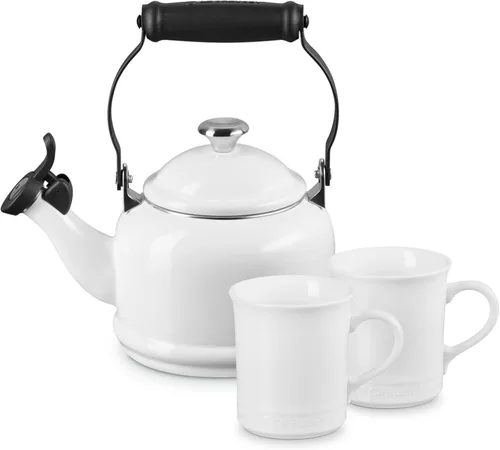 Miniatura 13 de Le Creuset Juego de 2 tazas de esmalte en acero con acabados metálicos y cerámica, 1.25 cuartos de galón de agua y (2) tazas de 14 onzas