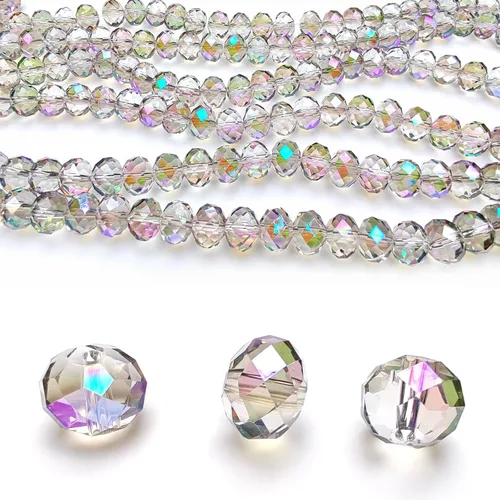 Miniatura 22 de Cuentas de vidrio Rondelle de 0.079 in para hacer joyas, cuentas espaciadoras de Briolette Crytal facetadas para pulseras, collares, aretes