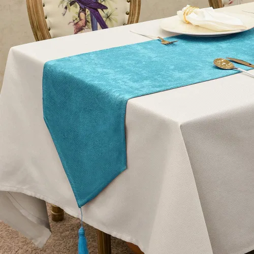 Miniatura 32 de BALCONY & FALCON Camino de mesa con borlas, lavable a máquina, caminos de mesa decorativos de lujo para el hogar para comedor, fiestas, banquetes
