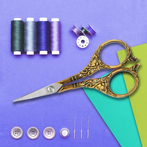 Miniatura 4 de BIHRTC Tijeras pequeñas de 4.5 pulgadas con punta afilada de acero inoxidable, detalle cruzado para manualidades, tijeras de hilo para coser