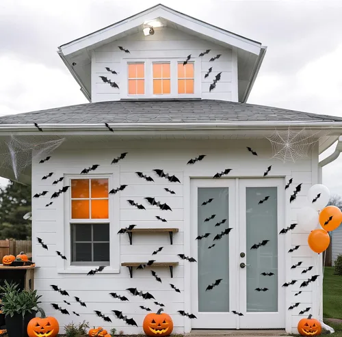 Miniatura 8 de CLEANGOR 140 piezas de murciélagos para decoración de Halloween, suministros de fiesta de Halloween, calcomanías de pared de murciélagos 3D, bonitas