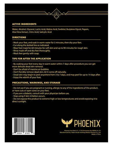 Miniatura 3 de Paquete de 2 Phoenix Foot Peel para hombre, extra grande, extra fuerte, tratamiento exfoliante para pies secos, removedor de callos, sin perfume