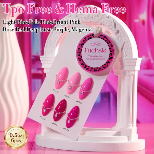 Miniatura 3 de Double Rhythm Juego de 6 esmaltes de gel sin hema, de 0.50 onzas, del mismo color, del mismo color, con el mismo color que se remoja, kit de esmalte