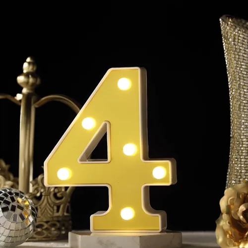 Miniatura 37 de Efavormart - Letrero 3D con luz LED de 6 pulgadas, color dorado con número 0, espejo frontal blanco cálido, funciona con pilas, brillo 72H
