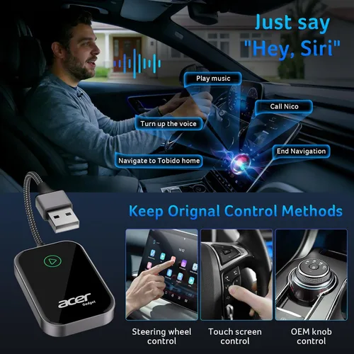 Miniatura 3 de Acer Gadget - Adaptador inalámbrico CarPlay para Apple — Adaptador inalámbrico Apple CarPlay inalámbrico para iPhone Actualización de CarPlay