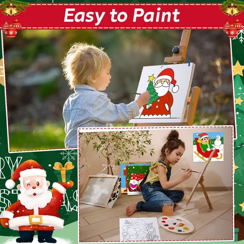 Miniatura 5 de Tenceur 30 lienzos estirados predibujados para pintar lienzos para colorear, lienzo preimpreso para pintar para adultos y niños, suministros de arte