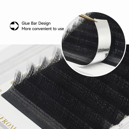 Miniatura 6 de Extensiones de pestañas de triple punta 3D W de tres núcleos, pestañas gruesas con 0.003 in, rizo C, bandeja mixta de 0.07 a 0.59 pulgadas, abanicos