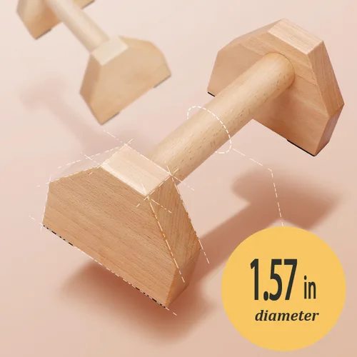 Miniatura 2 de Push Up Bars Stands, 1 Pair Wooden Parallettes Gravity Fitness, Mini Handle Pumps, Push Ups for Fitness, Gymnastics, Aerobics