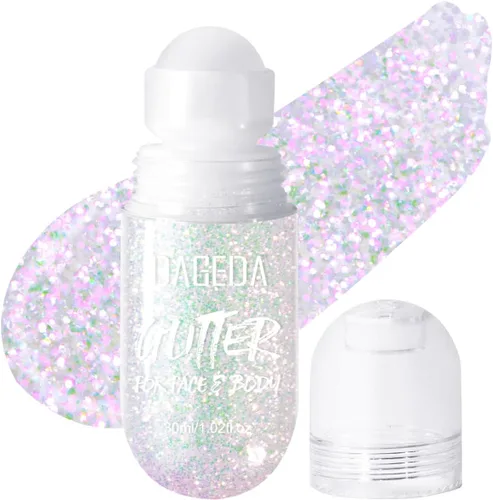 Miniatura 21 de DAGEDA Gel de purpurina corporal, purpurina facial enrollable para maquillaje de sirena, accesorios para festivales, rave, gel holográfico