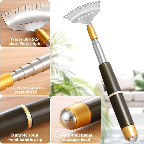 Miniatura 2 de Rascador de espalda, largo rascador de espalda extensible para mujeres, hombres y adultos, garra resistente/mango antideslizante/rodillo de masaje
