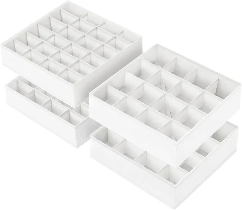 Miniatura 32 de Joyoldelf - Organizador de cajones de calcetines, divisor de ropa interior, organizador de 16 celdas, organizador de cajones de tela, cajas de 2-Gris