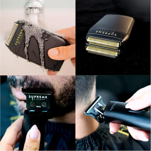 Miniatura 5 de Supreme Trimmer 2-en-1 T-Shaper Recortadora y Afeitadora de Espuma Crunch STF602 Afeitadora Eléctrica y Recortadora de Barba ST5206 DLC para Negro