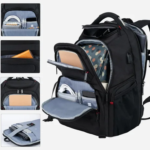 Miniatura 3 de EMPSIGN Mochila de viaje para laptop para hombres, mochila de computadora de 17.3 pulgadas, mochila antirrobo para laptop de negocios de 45 litros
