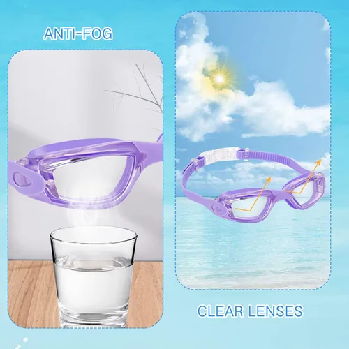 Miniatura 4 de Fabbay 8 gafas de natación sin fugas para niños y adultos, protección UV, gafas de natación impermeables con clip para la nariz