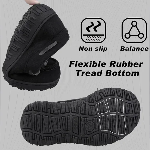 Miniatura 4 de NCCB Boys House Slippers Memory Foam Moccasin Shoes Furry Plush Lining Non Slip Indoor Outdoor Boys Slippers for Big Kids Little Kids