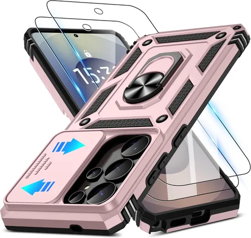 Miniatura 149 de ATUMP Funda para OnePlus Nord N200 5G con protector de pantalla HD con cubierta para cámara deslizante, soporte de anillo de rotación de 360°