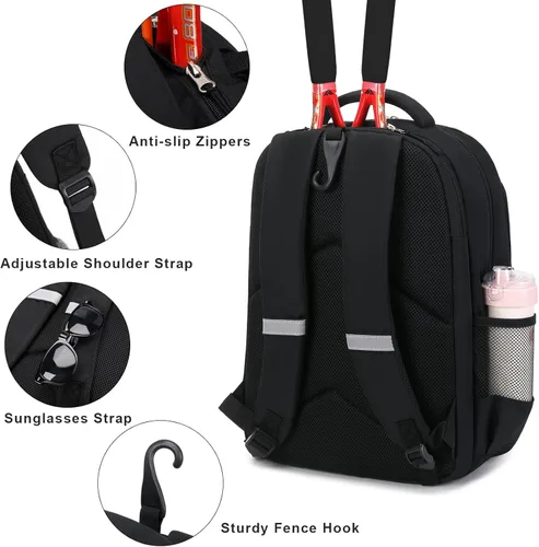 Miniatura 5 de ACESAK Mochila de Tenis Bolsa de Tenis para Mujeres Hombres - Bolsa de Tenis Capacidad para 2 Raquetas, Bádminton Squash, Paletas Pelotas Pickleball