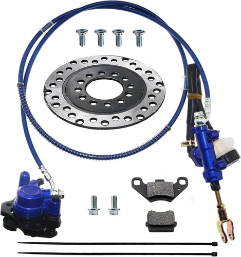 Miniatura 12 de PRO BAT Kit de freno hidráulico trasero para Go Kart con cilindro maestro, pinza, pastilla de freno + rotor de disco para carritos de golf ATV Rojo