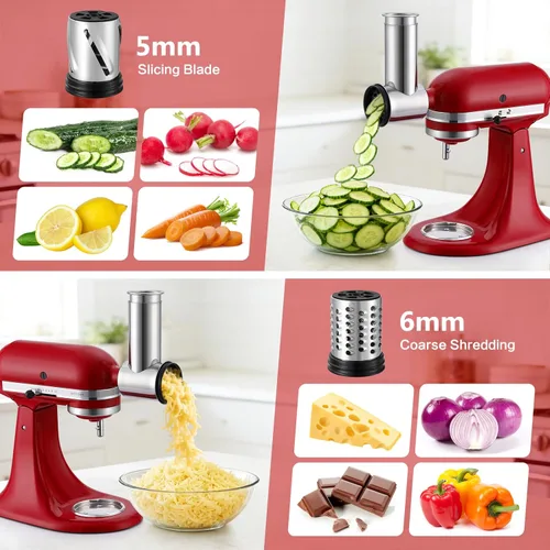 Miniatura 4 de Trituradora de acero inoxidable y rallador de queso para batidora de pie Kitchenaid, accesorios para rebanadora de verduras para Kitchenaid, máquina