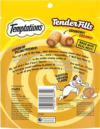 Miniatura 3 de Temptations Tender Fills - Golosinas crujientes y suaves para gatos adultos, sabor a pollo tostado, bolsa de 2.1 onzas (paquete de 12)