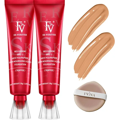 Miniatura 10 de FV Paquete de 2 bases impermeables, base ligera y de cobertura media con acabado mate, control de aceite, maquillaje líquido de larga duración