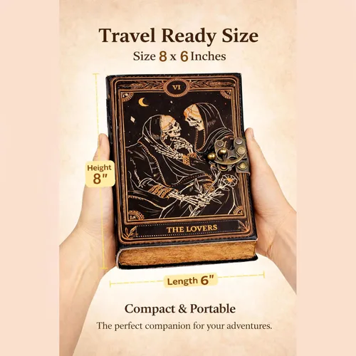 Miniatura 5 de C CUERO Libro de hechizos Diario de cuero con borde deckle de papel Grimorio impreso diario de los amantes del tarot, cuaderno de tarot en espiral