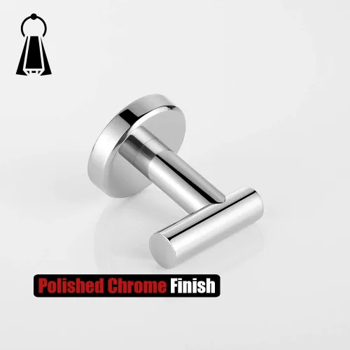 Miniatura 9 de JQK Gancho de toalla de baño cromado, gancho para abrigo/albornoz de acero inoxidable 304 para baño, cocina, garaje, montado en la pared