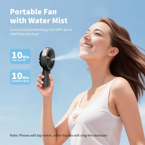 Miniatura 2 de Otlonpe Ventilador de nebulización de mano portátil, pequeño ventilador de niebla recargable personal de mano, ventilador de agua de 4000 mAh