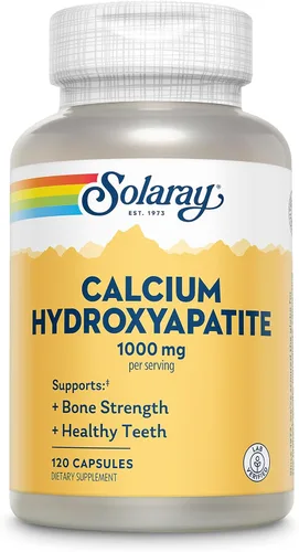 Solaray Hidroxiapatita de calcio de 1000 mg | Suplemento de calcio altamente avanzado para ayudar a apoyar la función saludable de huesos y dientes,