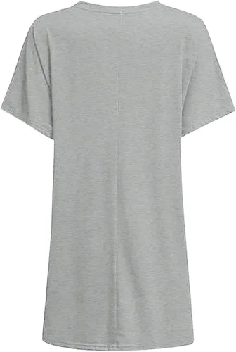 Miniatura 5 de Hugncmy Womens Summer Casual Solid Loose Pullover Crewneck Shirts Short Sleeve Tunic Tops Blouse with Pockets Space Short