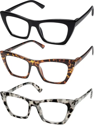 Miniatura 2 de AMOMOMA Anteojos de lectura de gran tamaño para mujer, diseño de ojo de gato a la moda, lector de computadora con luz azul AM6028 Ac1 Blk+c2 Tortuga