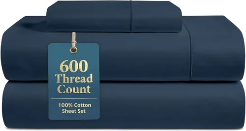 Miniatura 19 de LANE LINEN Juego de sábanas tamaño King – Sábanas de 600 hilos 100% algodón de fibra larga, naturalmente frescas y duraderas para el uso diario, 01