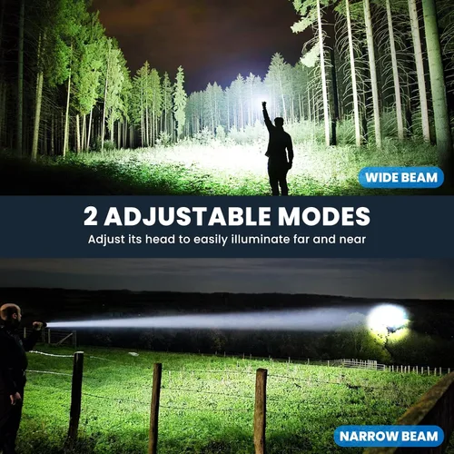 Miniatura 6 de Linterna recargable de 990,000 lúmenes altos, paquete de 3 luces LED con 5 modos, linterna de mano impermeable para campamento, hogar, exterior (2)
