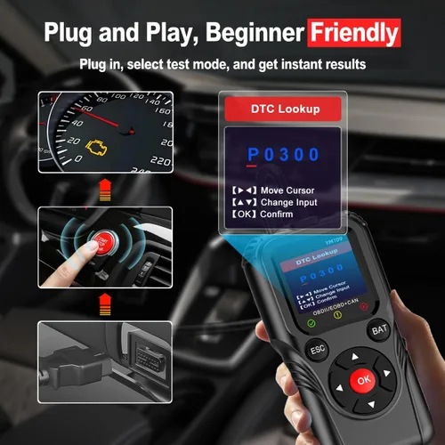 Miniatura 4 de Escáner OBD2 con probador de batería, lector de códigos de automóvil para comprobar la luz del motor, datos en vivo, voltaje y vida de la batería